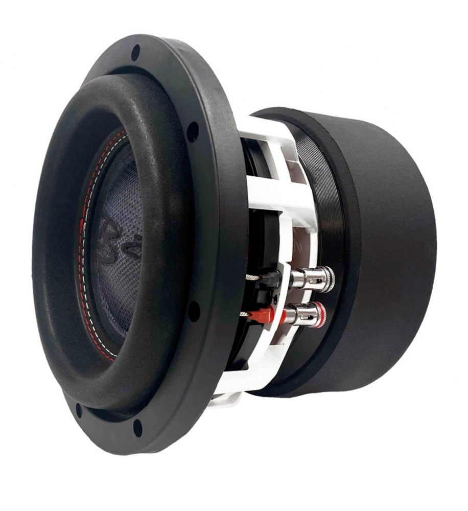 Baselement med svart och vit design, 8 tum, för ljudsystem.