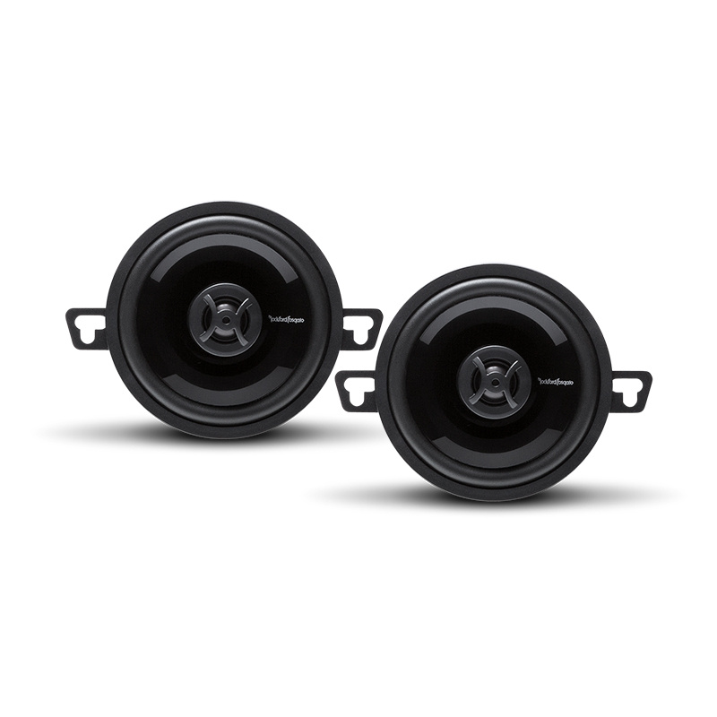 Två svarta 3.5-tums högtalare från Rockford Punch.