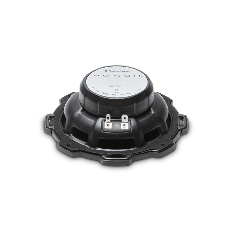 Högtalare av modellen Rockford Punch 5.25 tum, med svart konstruktion och klistermärke.