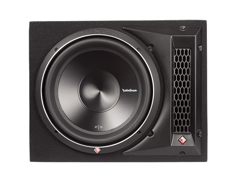 Baslåda med en 12-tums subwoofer från Rockford Fosgate P3.