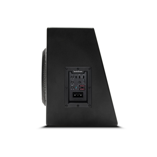 Aktiv baslåda med bakpanel och anslutningar.