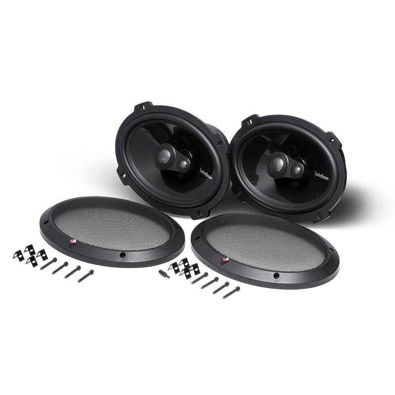 Högtalare av märket Rockford, 6x9 tum, inklusive galler och skruvar.