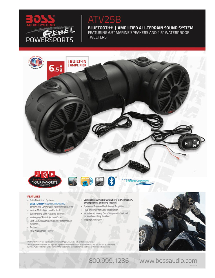 Boss Powersportspaket med bluetooth för ATV
