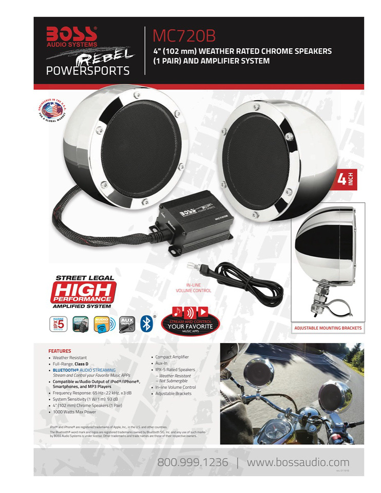 Boss Kromade Bluetooth-högtalare till ATV/MC