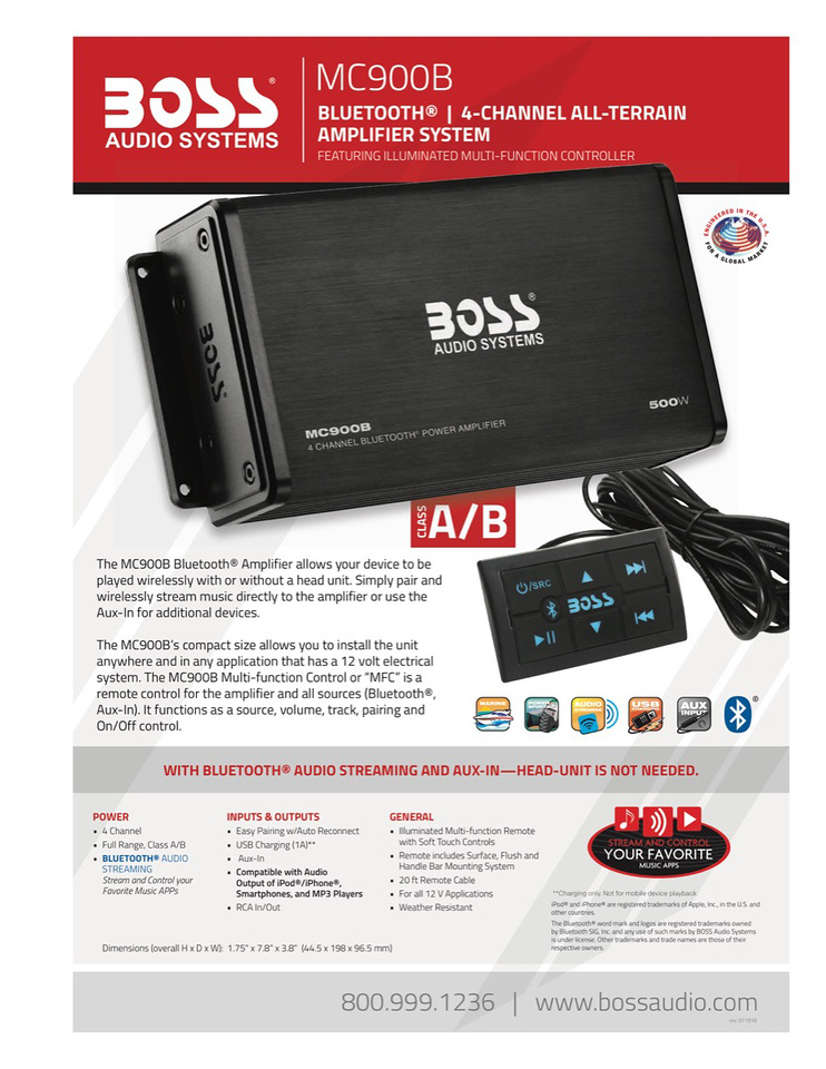 BOSS MC900B bluetoothförstärkare 4-kanaler