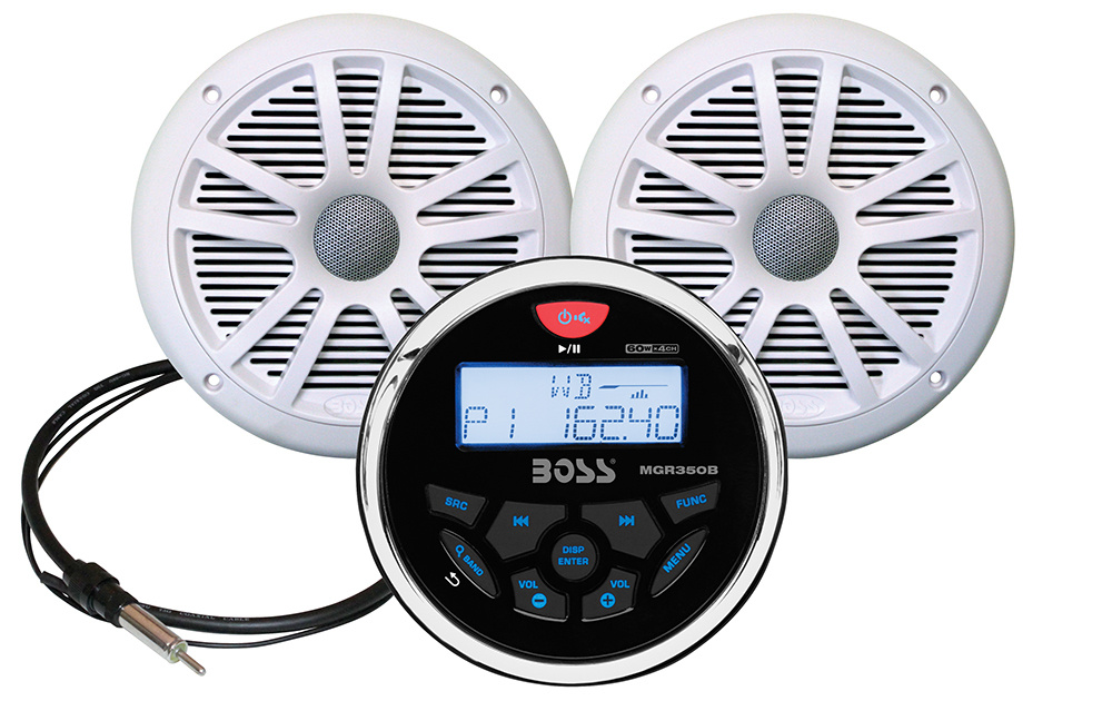 BOSS MGR350B MARINSTEREO & BOSS MR6W högtalare