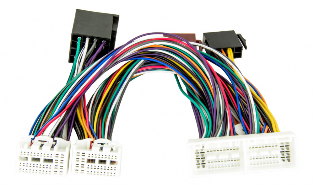 Kopplingskabel med flera färgglada ledningar och kontakter.