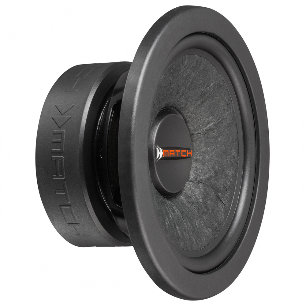 Svart baselement med rund form, designat för ljudsystem, modellen Match PP 72W-D.