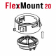 Helix Compose Ci3 T20FM-SC, välspelande diskanter Illustration av FlexMount 20 med delar för montering av diskanter.