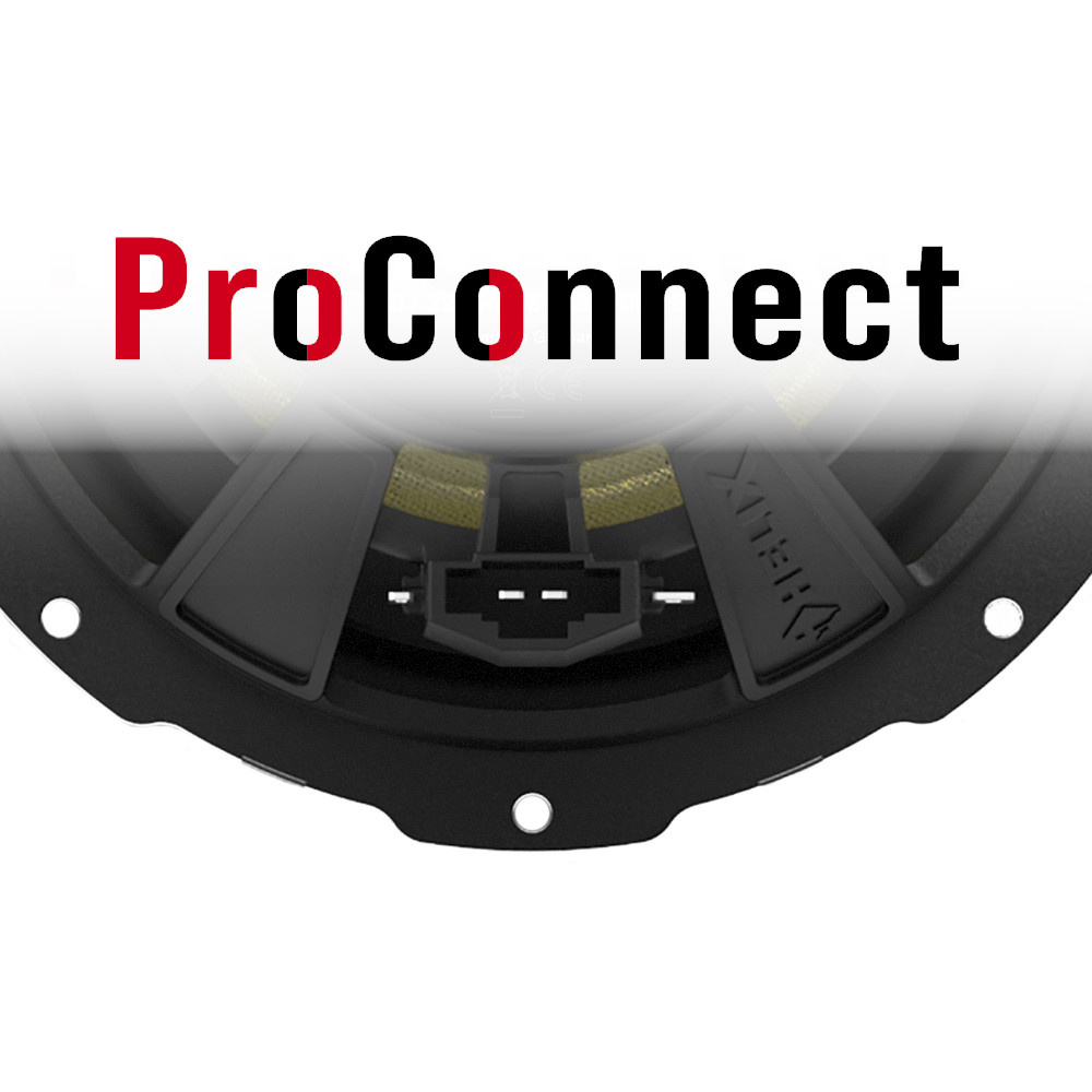 En närbild av en 5.25 tums högtalare med ProConnect logotyp.