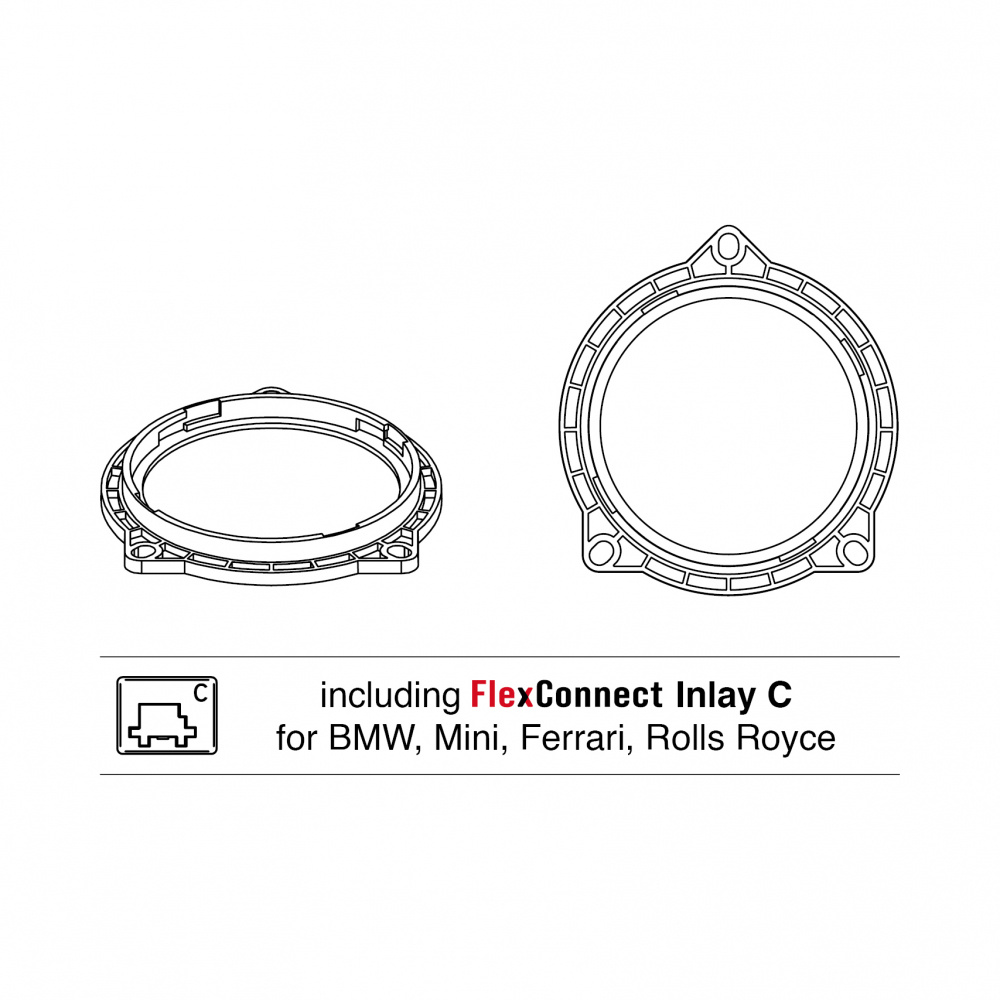 Produktillustration av FlexMount för BMW, Mini, Ferrari och Rolls Royce.