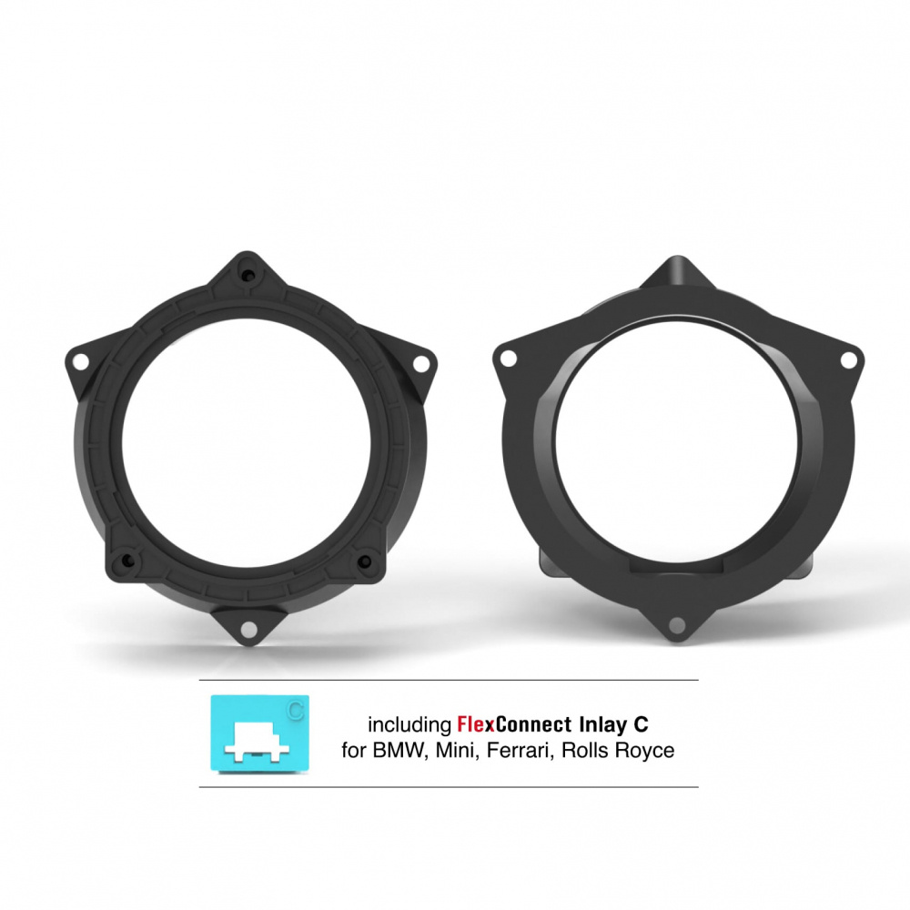 Två svarta FlexMount-fästen för BMW och Mini.