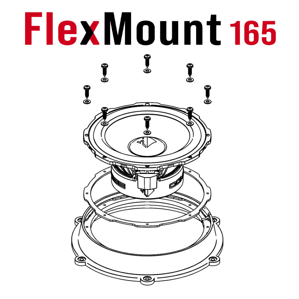 Illustration av Helix Compose CFMK165 MB.2 FlexMount med komponenter och skruvar.