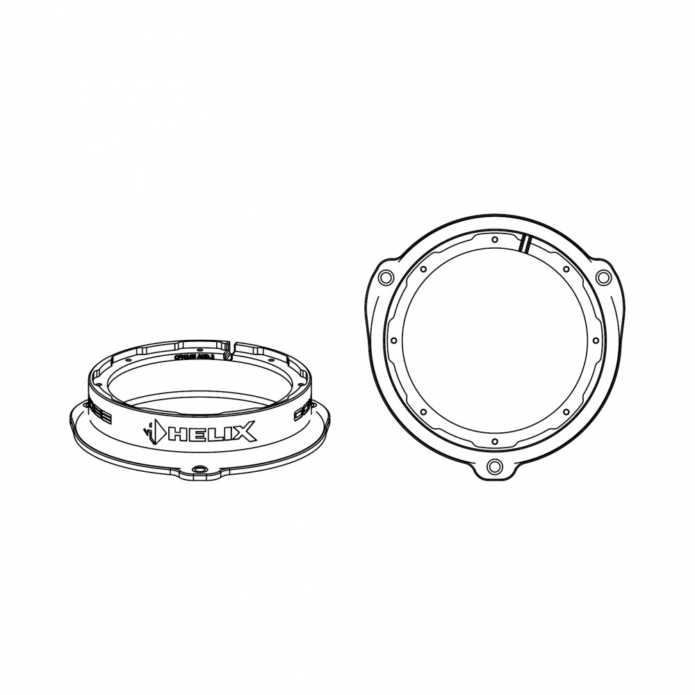 En teknisk skiss av en högtalaradapter för Audi.