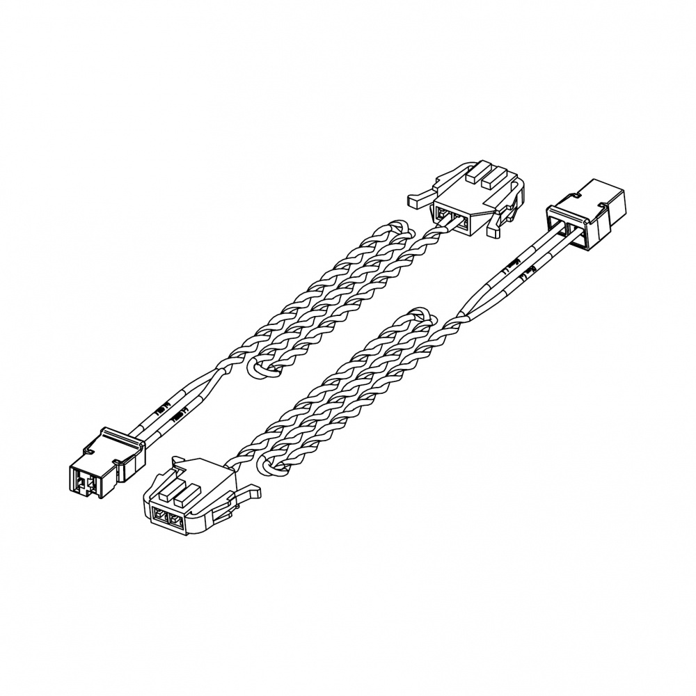 En detaljerad illustration av en kablagekabel med kopplingar.