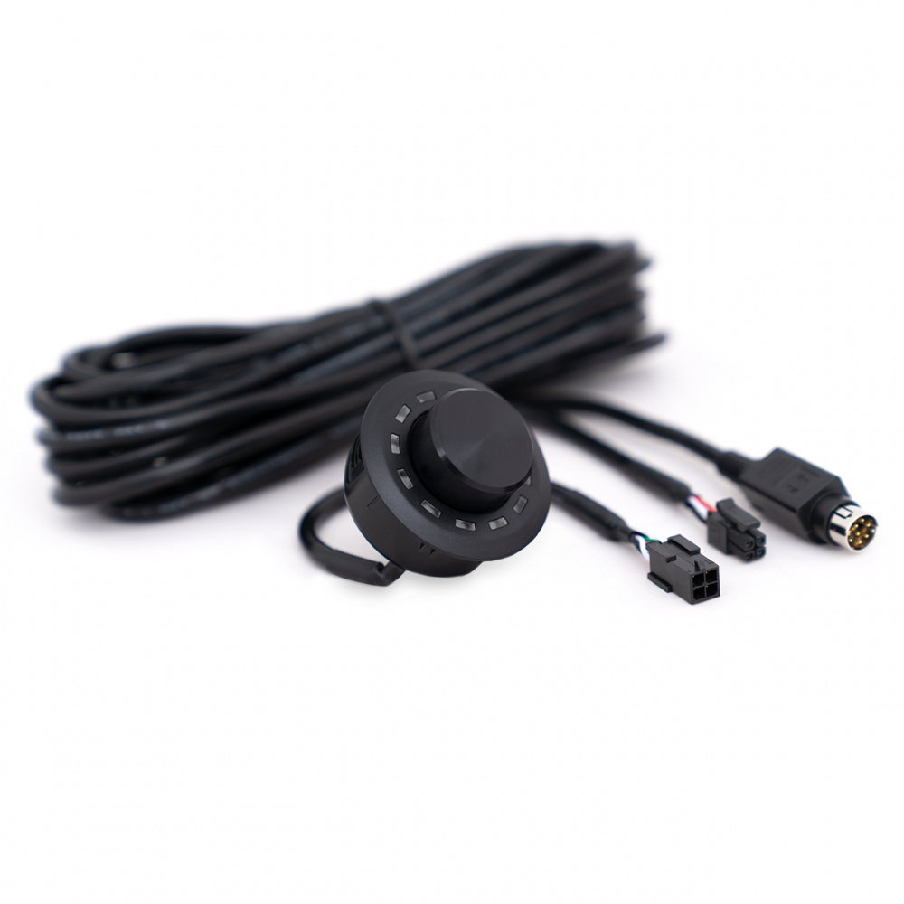 En vridknapp med kablar för kontrollinmatning.