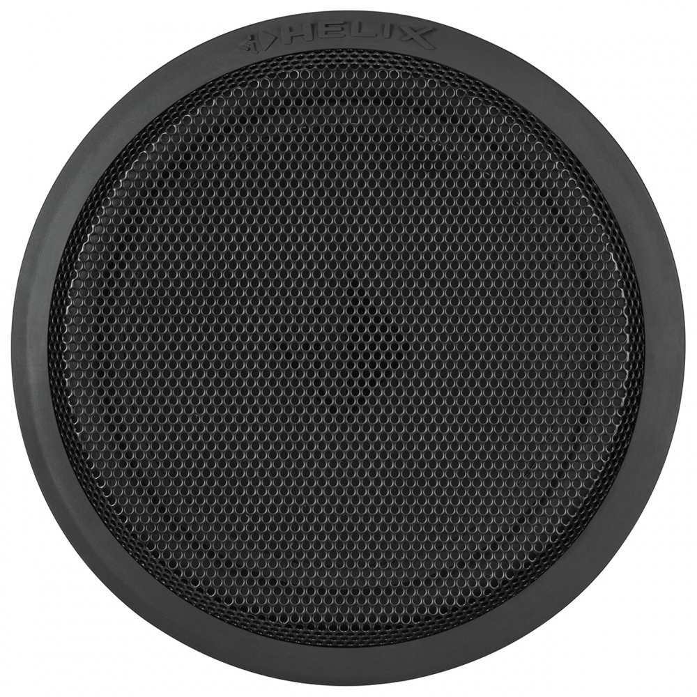 Svart högtalare med galler, avsedd för basljud.