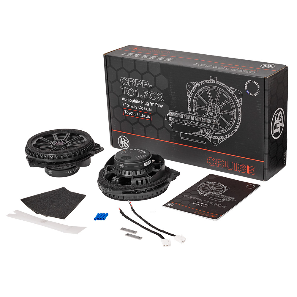 Koaxialhögtalare för Toyota, Lexus med installationsmaterial och instruktioner.