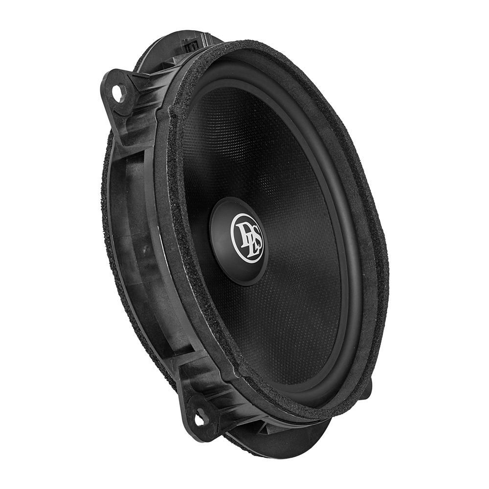 En svart högtalare med rund design, anpassad för Toyota och Lexus.