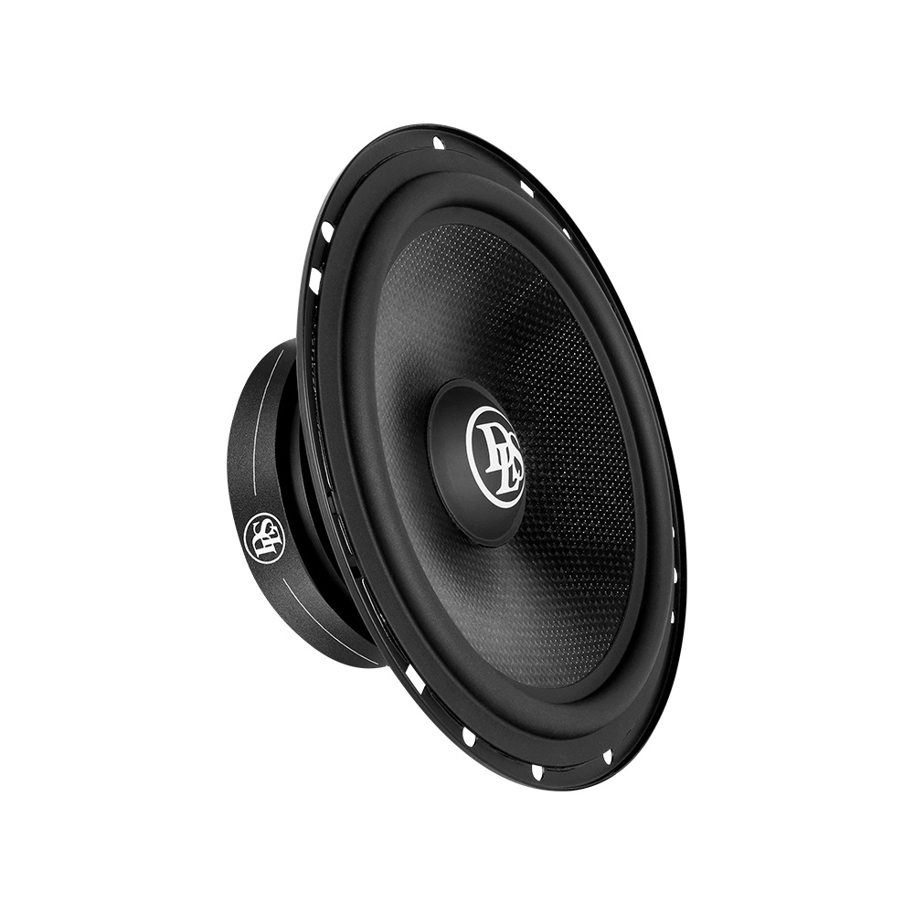 En svart midbas/mellanregisterhögtalare med 6.5 tum diameter.