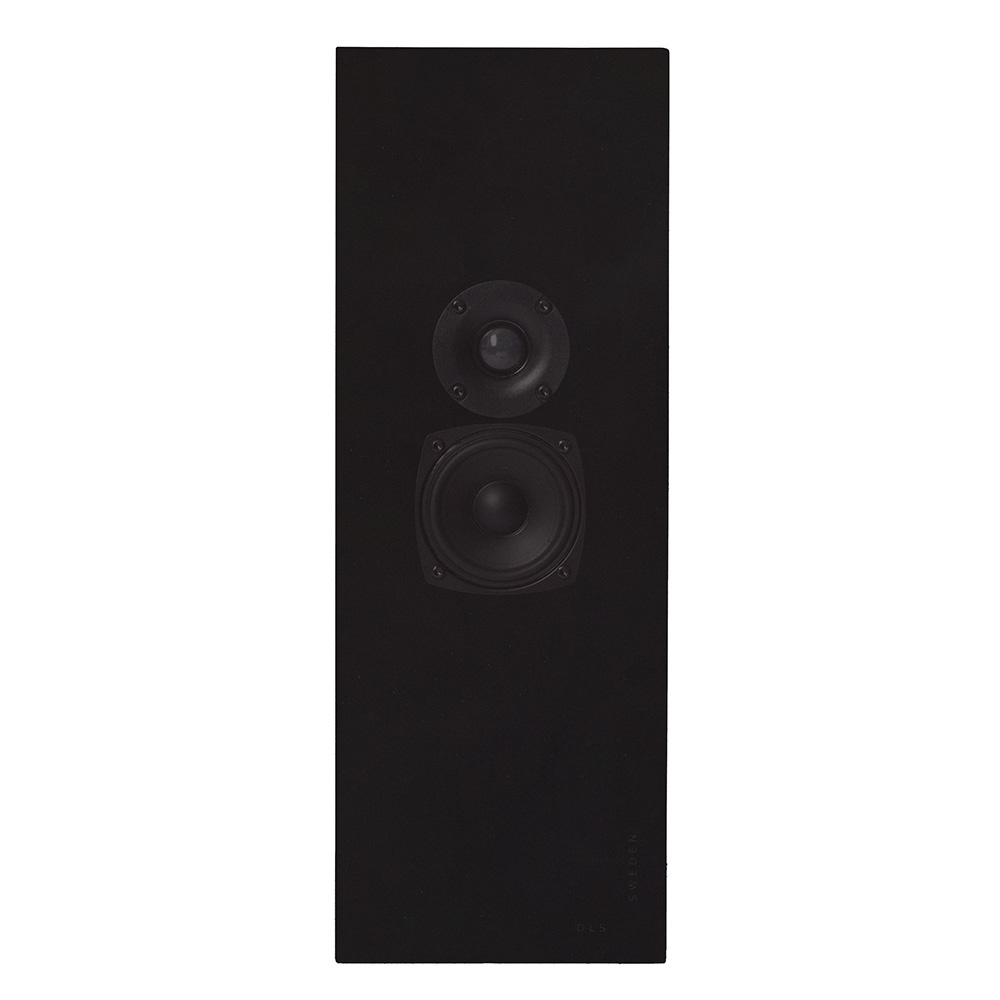 Vägghögtalare i mattsvart med två ljudelement.