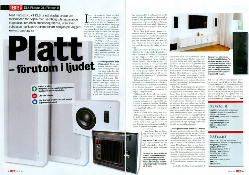 DLS Flatbox XL högtalare i mattvitt, designad för väggmontering.