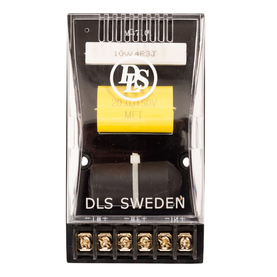 En del av en koaxialhögtalare med komponenter och anslutningar.