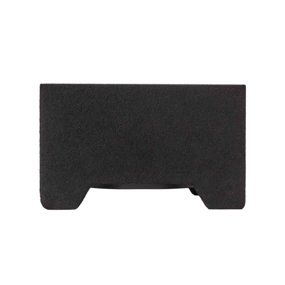 Svart nedåtriktad baslåda för ljudsystem, 1x8 tum.