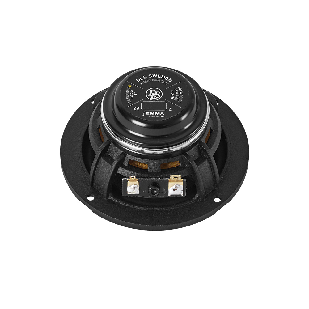 3 tums mellanregister från DLS med svart chassi och guldanslutningar.