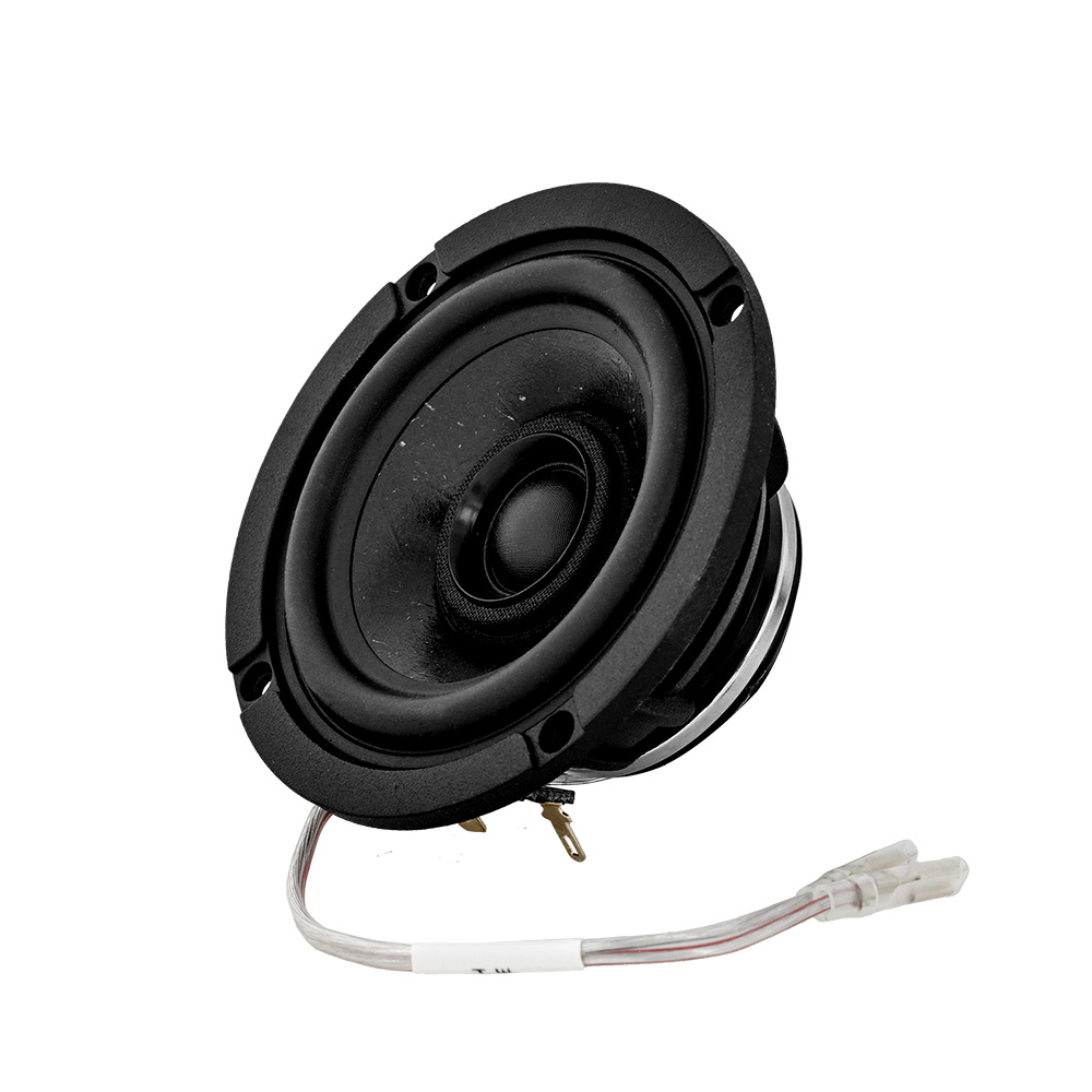 Koaxialhögtalare med 3 tum element och anslutningskablar.