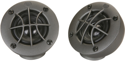 Två rundade bredbandsdiskanter i svart med galler.