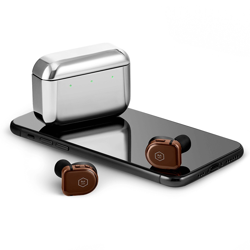 Master & Dynamic MW08 helt trådlösa brusreducerande in-ear hörlurar, brun