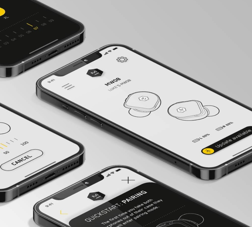 Master & Dynamic MW08 helt trådlösa brusreducerande in-ear hörlurar, brun