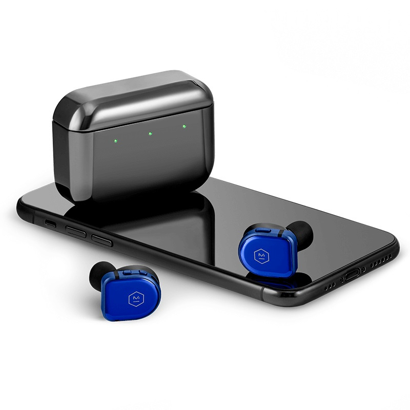 Master & Dynamic MW08 helt trådlösa brusreducerande in-ear hörlurar, blå