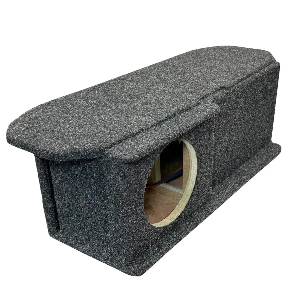 Modellanpassad tom baslåda i grått tyg för Audi Q4, VW ID.4/ID.5 och Skoda Enyaq.