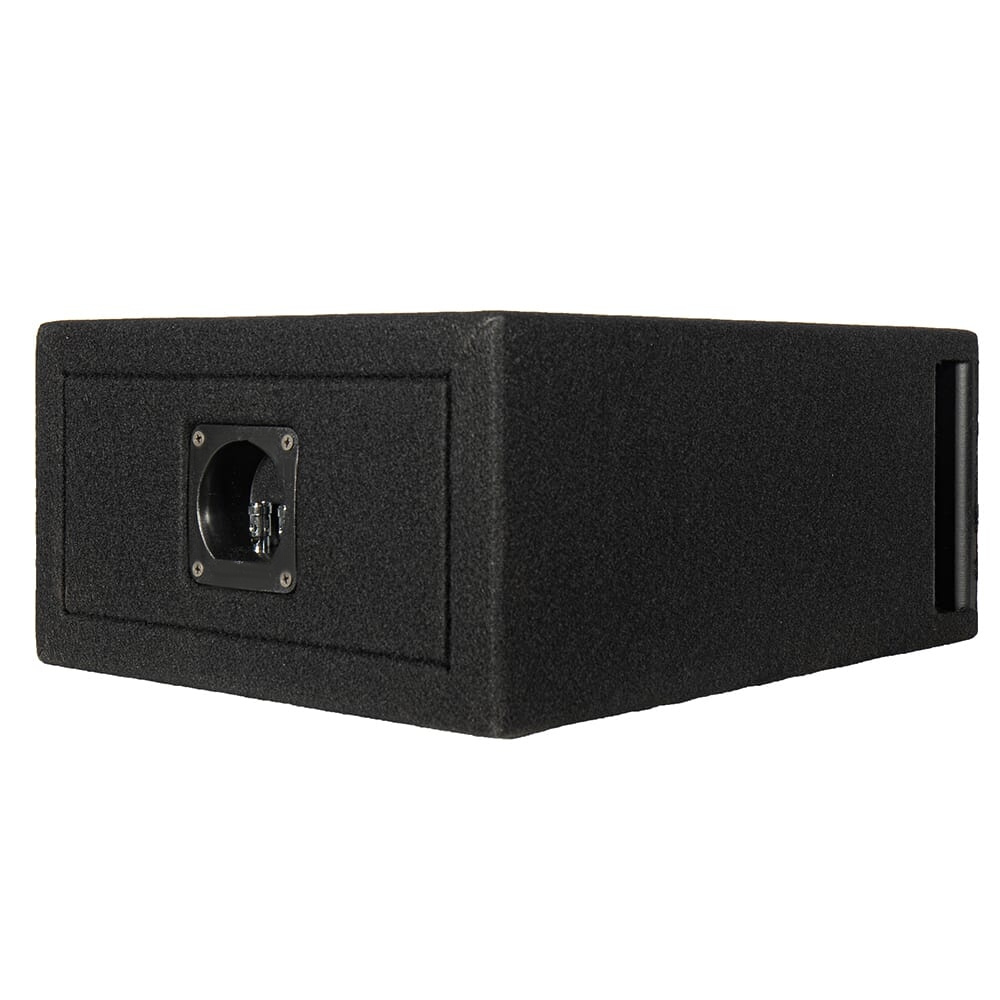 En svart tom baslåda av typen BB BOX 8\