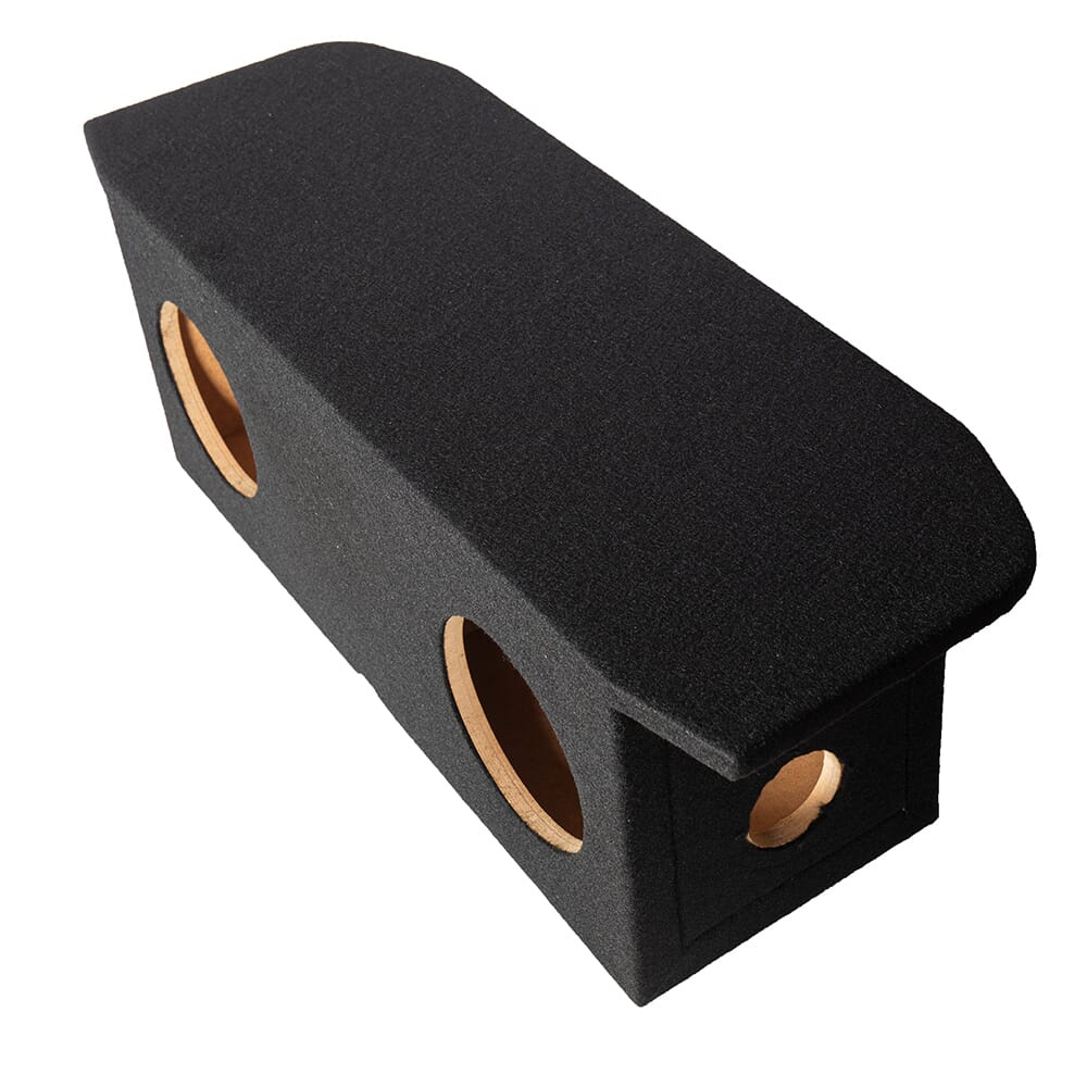 Modellanpassad tom baslåda för Skoda Enyaq, svart med hål för högtalare.