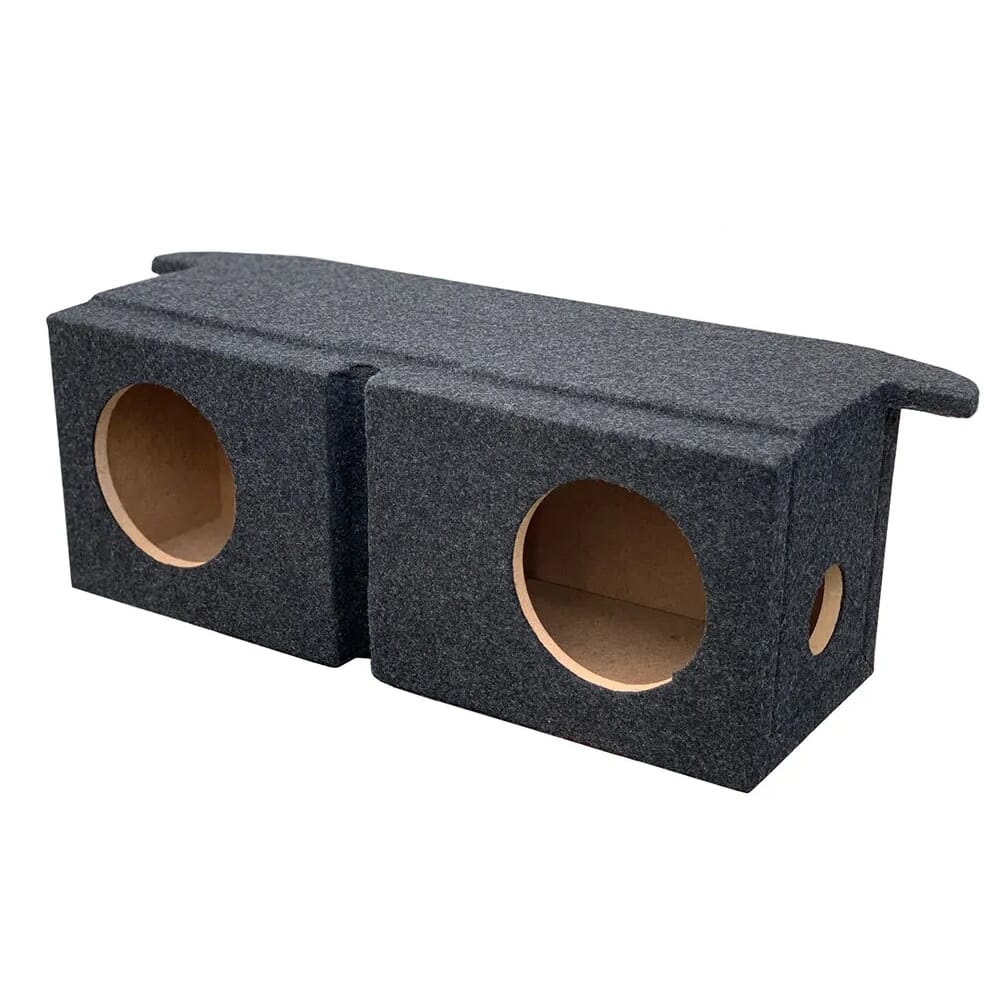 Modellanpassad tom baslåda för VW ID.4 och ID.5, klädd i mörkt tyg.