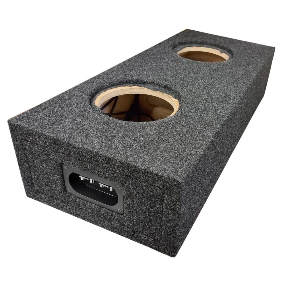 Modellanpassad tom baslåda i grått tyg för Tesla Model S.