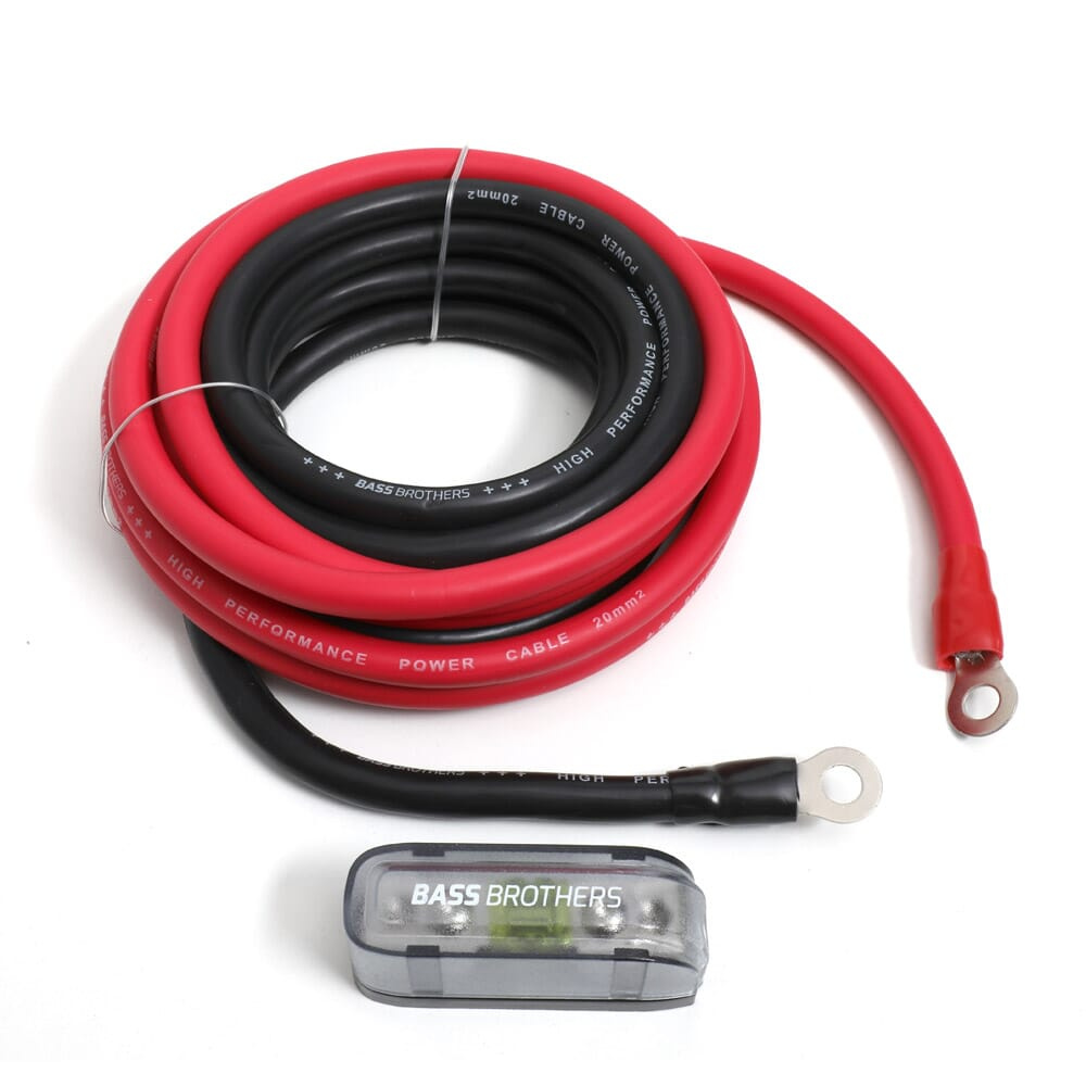 Strömkabelkit med röd och svart kabel, 20mm², längd 2.5m+2.5m.