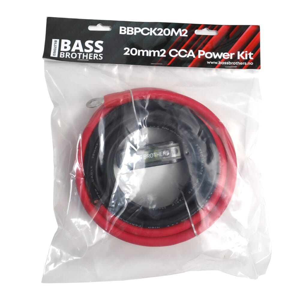 Strömkabelkit i påse med röd och svart kabel, 20mm², 2.5m vardera.