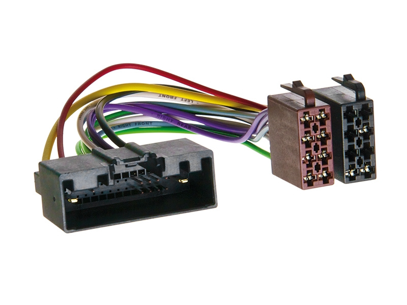 ISO-kabel för Ford Fiesta, C-max, Focus 2010- med anslutningar och färgade ledningar.