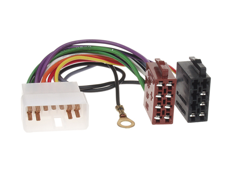 Kablage med ISO-kontakt för Subaru Justy, innehåller flerfärgade ledningar.