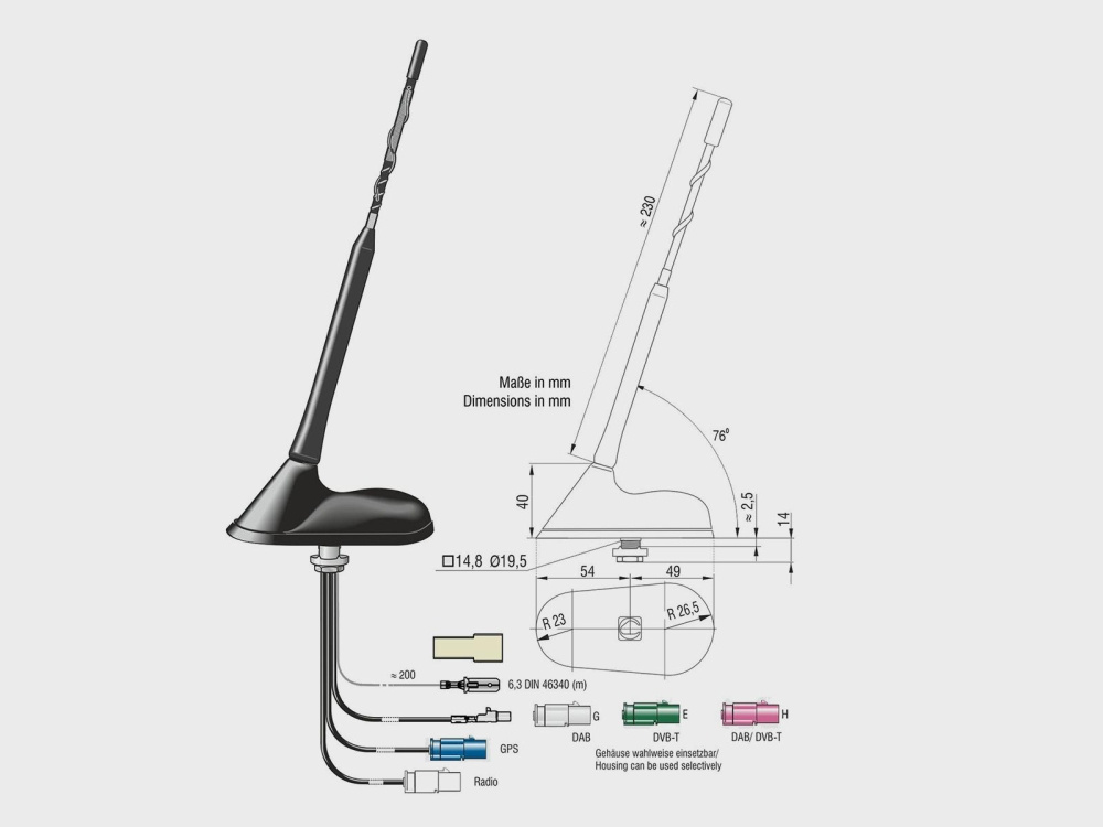 Takantenn AM/FM DAB+ GPS DVB-T, aktiv