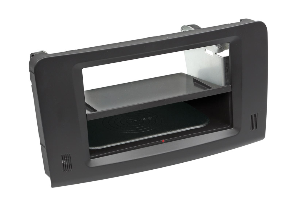 Monteringsram för 2-DIN enhet, specifik för Mercedes, med plats för förvaring.