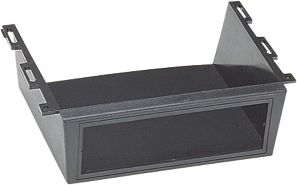 En svart underhängskåpa med öppna sidor för montering.