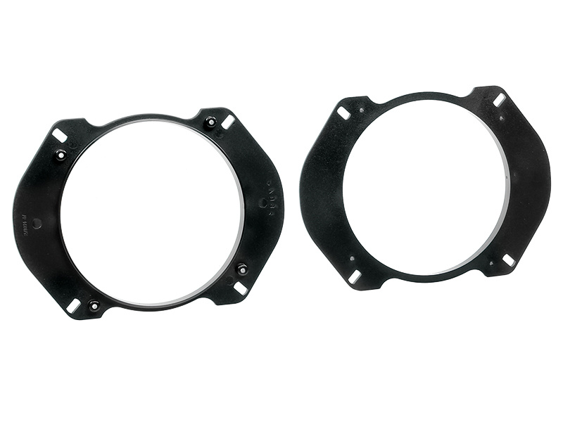 Högtalaradapter för 5,25-tums högtalare, svart plast, rund design.