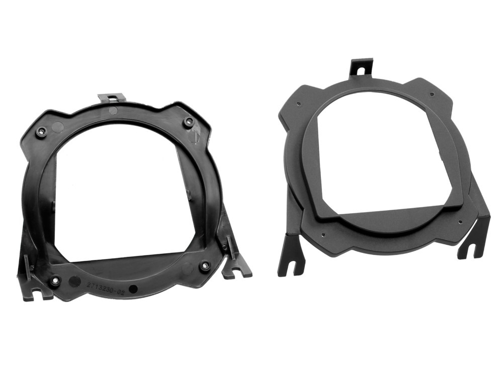 Två svarta högtalaradaptrar av plast för Opel Corsa/Tigra.