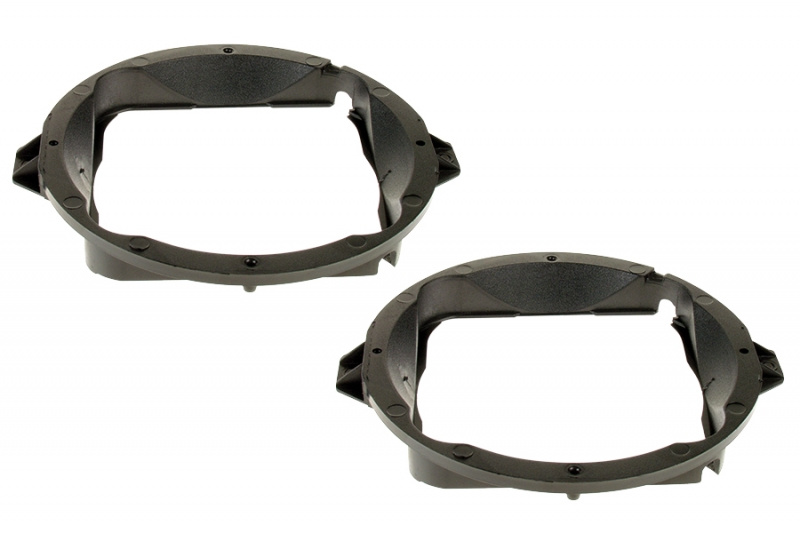 Två svarta högtalaradaptrar för 6,5 tum Audi.