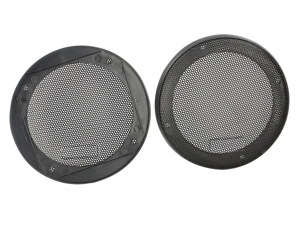 Högtalargaller med svart ram och nät, 100 mm diameter.